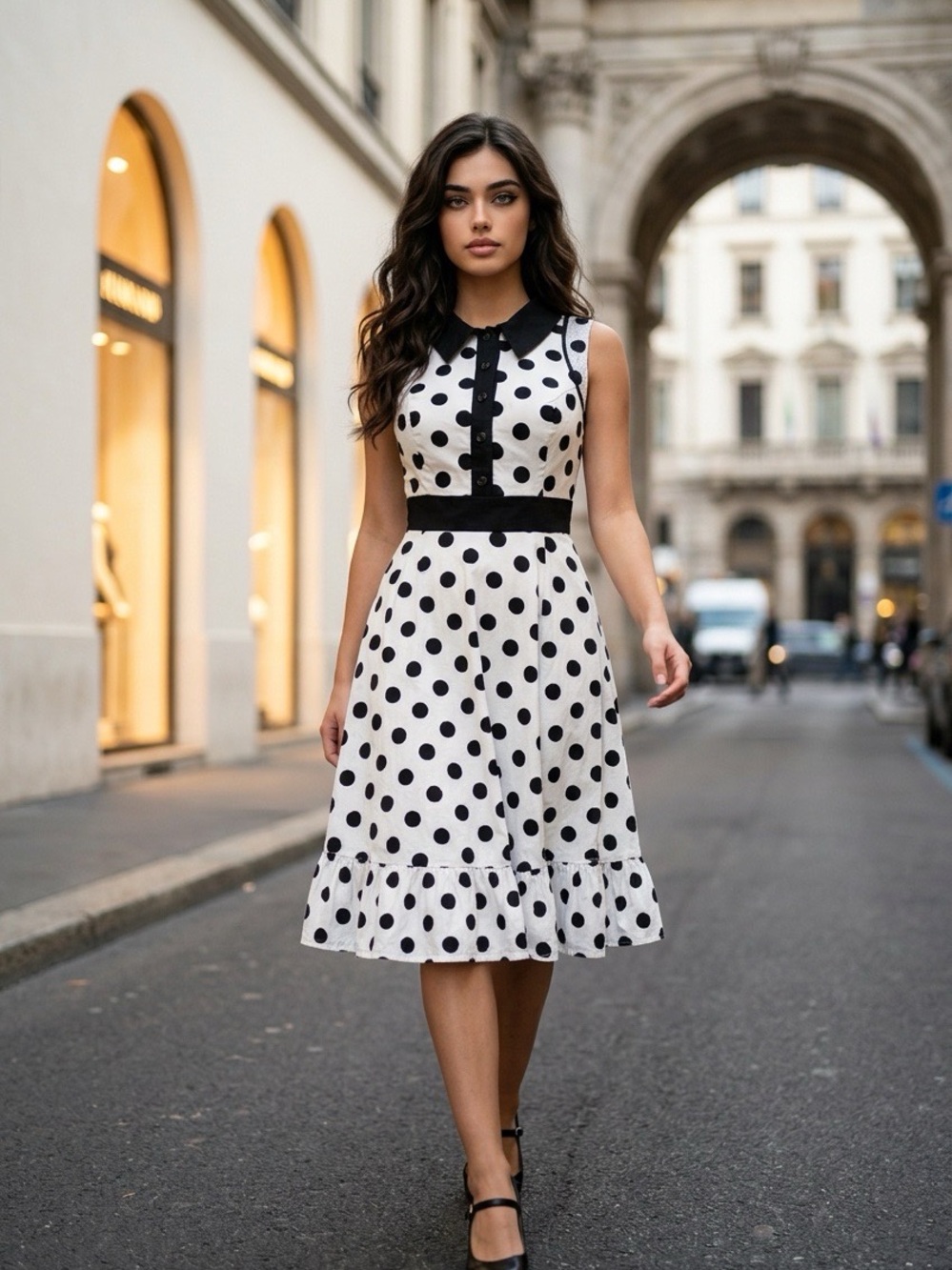 Hearts & Roses Pinup Polka Dot Sleeveless Fit-and-Flare Dress Size 12